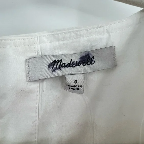 Madewell NWT Annamarie Floral V Neck Cutout Mini Dress in Bright Ivory size 0 - Picture 7 of 11